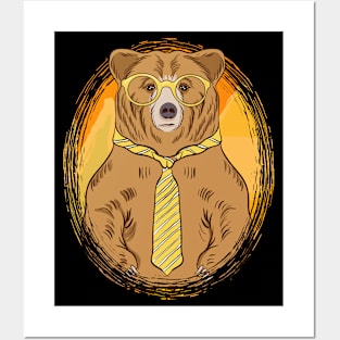 Business Bear in Glasses and Tie graphic for Bear Lover Posters and Art